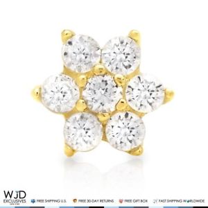 14K Yellow Gold 0.30Ct Created Diamond Flower Nose Bone Stud