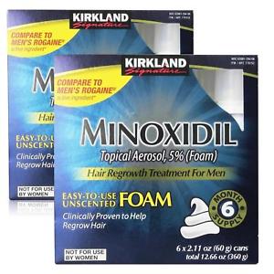 Kirkland Minoxidil Hair Loss Topical Foam 2PK 12mo Mens Treatment Regrowth CHOP