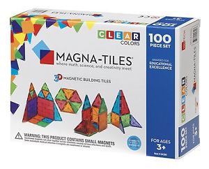 Magna Tiles 100pc Clear Color 3D Magnetic Building Tiles - Valtech - NEW IN BOX