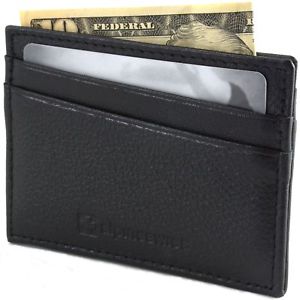 Alpine Swiss Minimalist Leather Front Pocket Wallet 5 Card Slots Slim Thin Case
