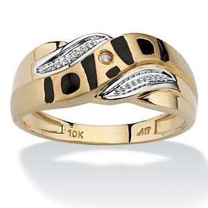 PalmBeach Jewelry Men's Diamond Accent 10k Yellow Gold "Dad" I.D. Ring