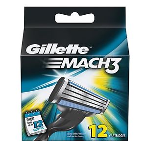 Mens Gillette MACH3 Refills Razor Blades - 12 Cartridges