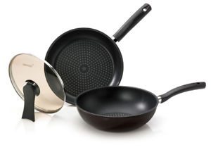 Happycall Diamond 3-Piece Non-Stick Frying Pan Set with Lids