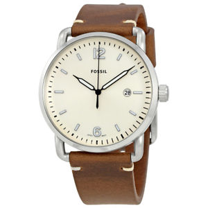 Fossil The Commuter Silver Dial Brown Leather Mens Watch FS5275