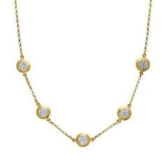 Crystaluxe Station Necklace Swarovski Crystals 10K Gold-Bonded S. Silver