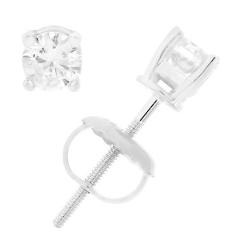 3/8 cttw AGS Certified I1-I2 Round Diamond Stud Earrings 14K White Gold (O-P)