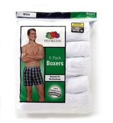 Fruit of the Loom Men's White Woven Boxer 5-Pack All Sizes