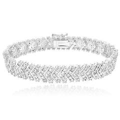 1.00ct TDW Diamond Chevron Bracelet in Gold or Silver Tone Brass