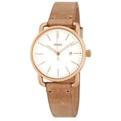 Fossil The Commuter White Dial Ladies Sand Leather Watch ES4335