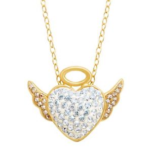 Crystaluxe Angel Pendant w/ Swarovski Crystals in 14K Gold over Sterling Silver