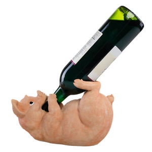 Drinking Pig Wine Bottle Holder Display Figurine Decor For Kitchen & Wine Bottle