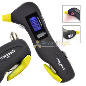 Digital Tire Gauge Tyre Air Pressure 5 in 1 Emergency Tool Maxcraft 60301 LCD