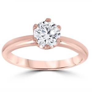 1ct Round Diamond Solitaire Engagement Ring 14K Rose Gold