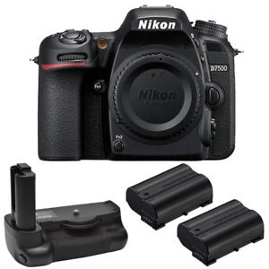 Nikon D7500 DX-format 20.9MP Camera Body +Battery Grip +x2 Extra Battery Kit New