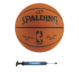 Spalding NBA Official Game Basketball + Spalding 12" Dual Action Pump