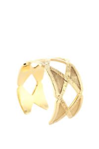 Joan Hornig 18KT Gold Brushed Metal Cut Out Trimmings Cuff Bracelet $19000