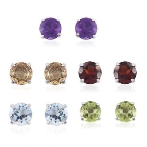 Memorial Day s Multi Gemstone Silver Set of 5 Stud Earrings TGW 4.80 cts.