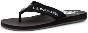 U.S. Polo Assn. Men's Black Thong Flip Flop Beach Sandal