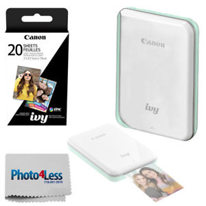 Canon IVY Mini Photo Printer (Mint Green) + ZINK Photo Paper 20 + Cleaning Cloth