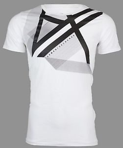 ARMANI EXCHANGE Men T-Shirt RIGHT SIDE UP Slim Fit WHITE Designer Casual $45 NWT