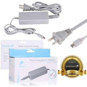 Fosmon AC Power Supply Charging Adapter Cable Cord For Nintendo Wii U Gamepad