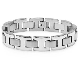 Men's Stainless Steel Solid Link Bracelet 8 1/2 inches