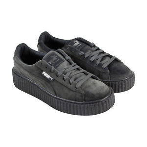 Puma Womens Fenty by Rihanna Gray Creeper Velvet 36446603 Sneakers Shoes