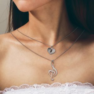 17KM Fashion Musical Note Heart Pendant Necklace For Women 2018 Silver Color Long Necklaces Custom Statement Jewelry Gifts New