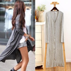 2017 spring Thin Kimono Long Cardigan 13 Colors Modal gilet femme manche longue Women Outerwear cardigans coats Black/Gray coat