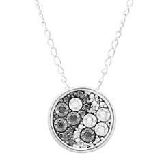 Teeny Tiny Yin & Yang Pendant with Black & White Diamonds in Sterling Silver