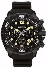 Bulova Men's 98B243 Sea King UHF Chronograph Black Dial Watch with Silicone Band