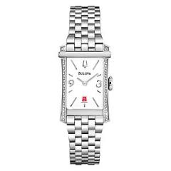 Bulova Women's 96R187 Quartz Diamond Accents White Dial Silver-Tone 21mm Watch