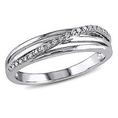 Sterling Silver Diamond Fashion Twist Crossover Engagement Ring I3