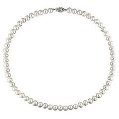 6-6. 5mm White Freshwater White Potato Pearl Strand Necklace 18"