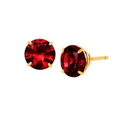 2 ct Created Ruby Round-Cut Stud Earrings in 10K Gold