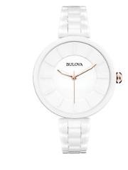 Bulova Women's 98L196 Quartz White Rose Gold Accents Ceramic Bracelet 38mm Watch