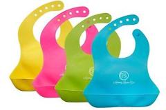 Waterproof Comfortable Soft Baby Bib Easily Wipes Clean Silicone Feeding Bibs