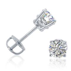 1/2ct Diamond Stud Earrings in 14K White Gold Screw-Back Settings