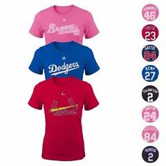 MLB Majestic Player Name & Number Jersey T-Shirt Collection Girl's Size (7-16)