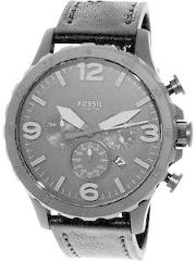 Fossil Men's Nate JR1354 Black Leather Analog Quartz Fashion Watch