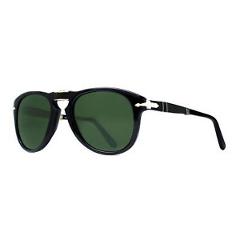 Persol PO 714 95/58 52mm Shiny Black/Green Polarized Folding Sunglasses