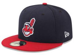 New Era Cleveland Indians HOME 59Fifty Fitted Hat (Navy/Red) MLB Cap