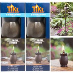 3-in-1 Tiki Torches 8” Outdoor Table Lamp