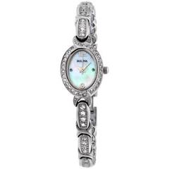 Bulova Crystal Mother of Pearl Dial Stainless Steel Ladies Watch 96L199