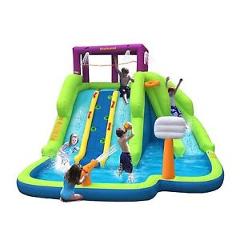 Kahuna Triple Blast Kids Outdoor Inflatable Splash Pool Backyard Water Slide