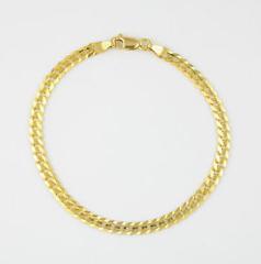 14K Yellow Gold 3.5MM Womens 9in Cuban Curb Link Chain Bracelet or Anklet 9"