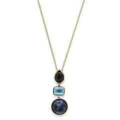 Ippolita 18KT Rock Candy Large 3 Stone Steel Blue Pendant Necklace $2595 New