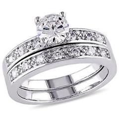 Sterling Silver 2 1/3 Carat T.G.W. White Cubic Zirconia Bridal Ring Set