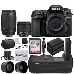 Nikon D7500 Digital Camera + 18-55mm VR +70-300mm +Top Value Battery Grip Bundle