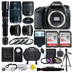 Canon EOS 80D DSLR 9 lens 64GB Kit: 18-55 STM 75-300mm III 500mm +More Top Value